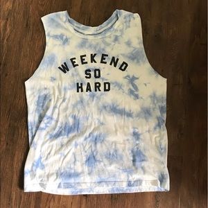 Blue tie dye tank top